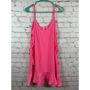 No Boundaries Hot‎ Pink Dress Tassel Accents Sleeveless Beach Summer Size L Jrs